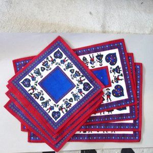 Vintage S.E.I.T Bavarian German Folk Art Austrian 4 Placemats napkins mats